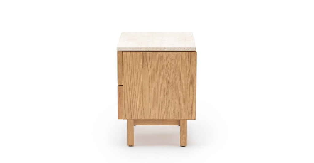 Yorke Nightstand - Light Oak & Travertine.