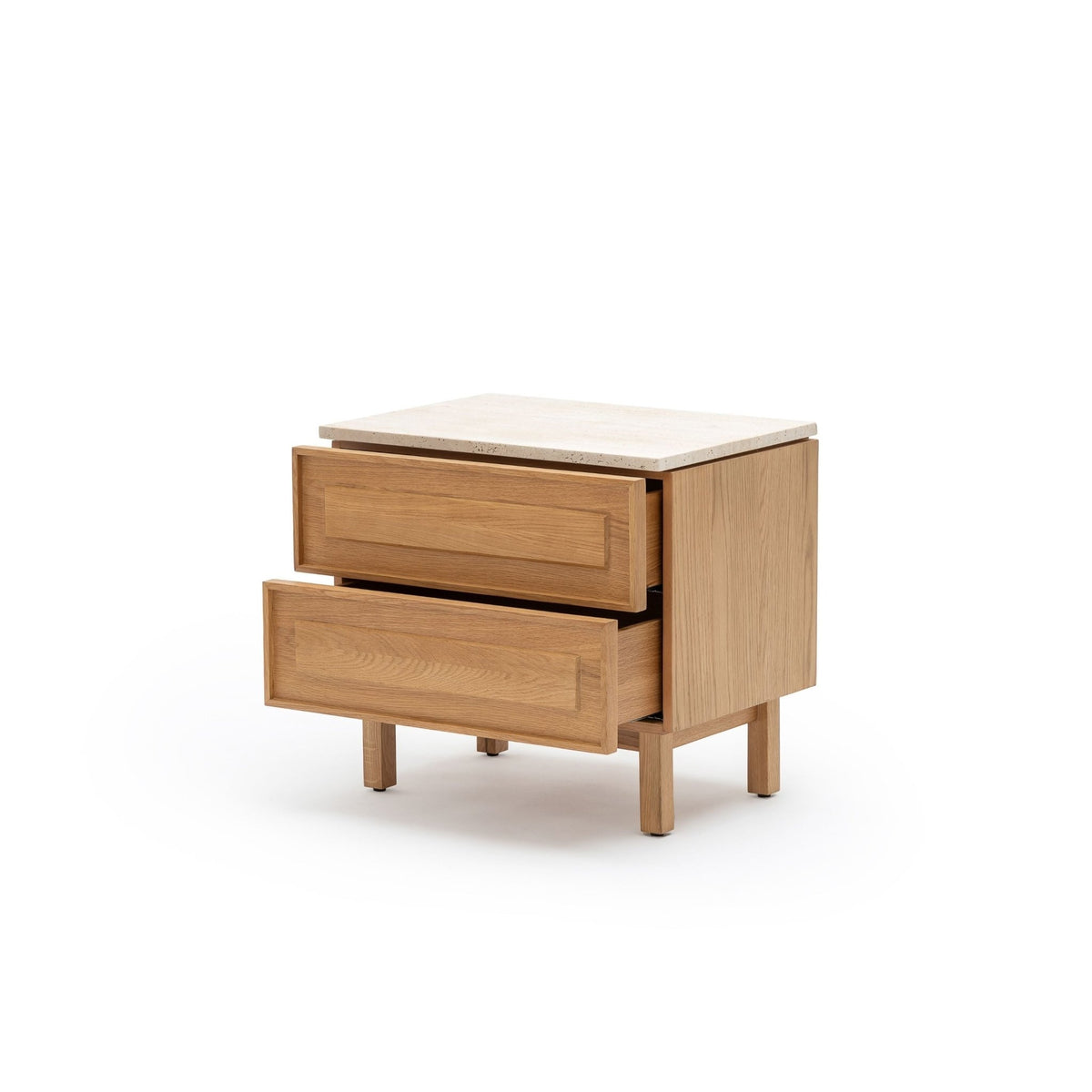 Yorke Nightstand - Light Oak & Travertine - Nightstands Tolv Loom Collection Dubai