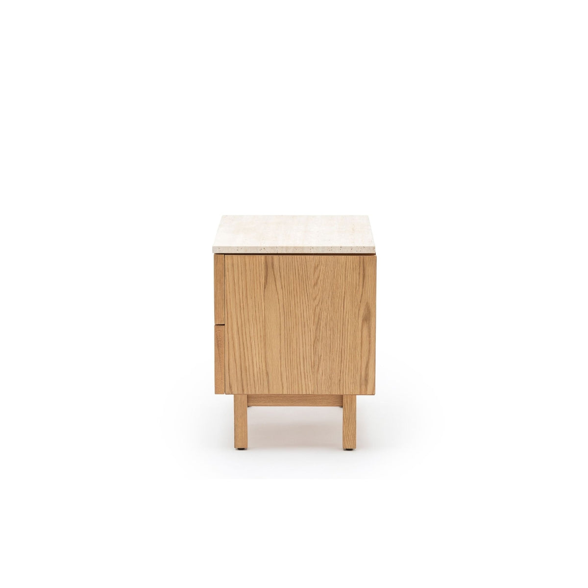 Yorke Nightstand - Light Oak & Travertine - Nightstands Tolv Loom Collection Dubai