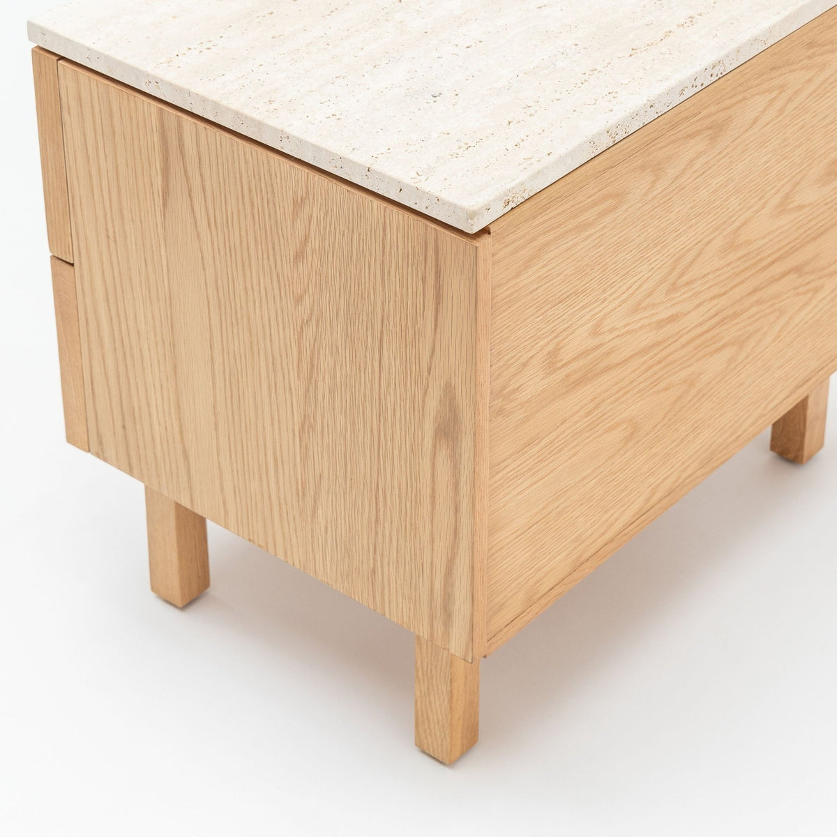 Yorke Nightstand - Light Oak & Travertine - Nightstands Tolv Loom Collection Dubai