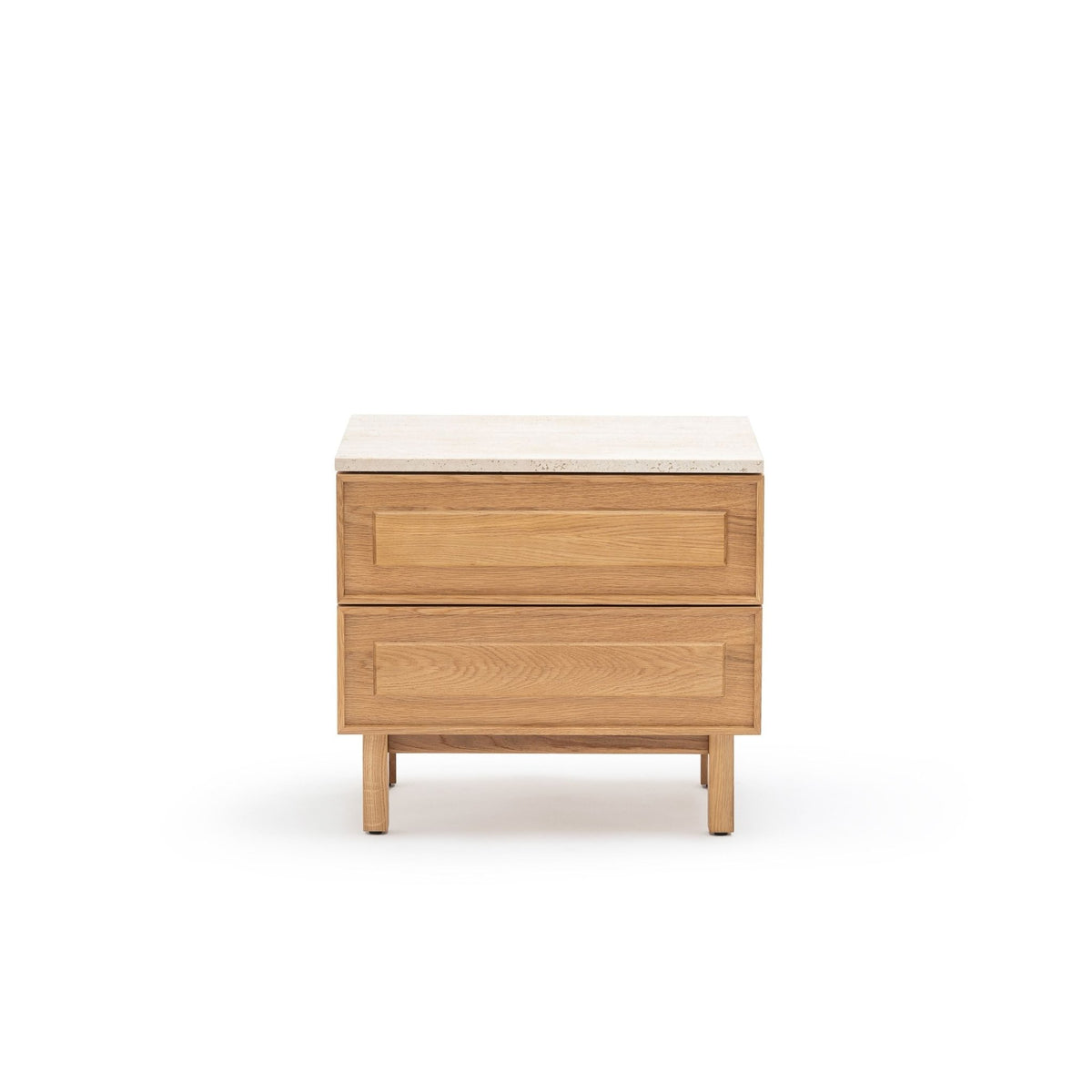 Yorke Nightstand - Light Oak & Travertine - Nightstands Tolv Loom Collection Dubai