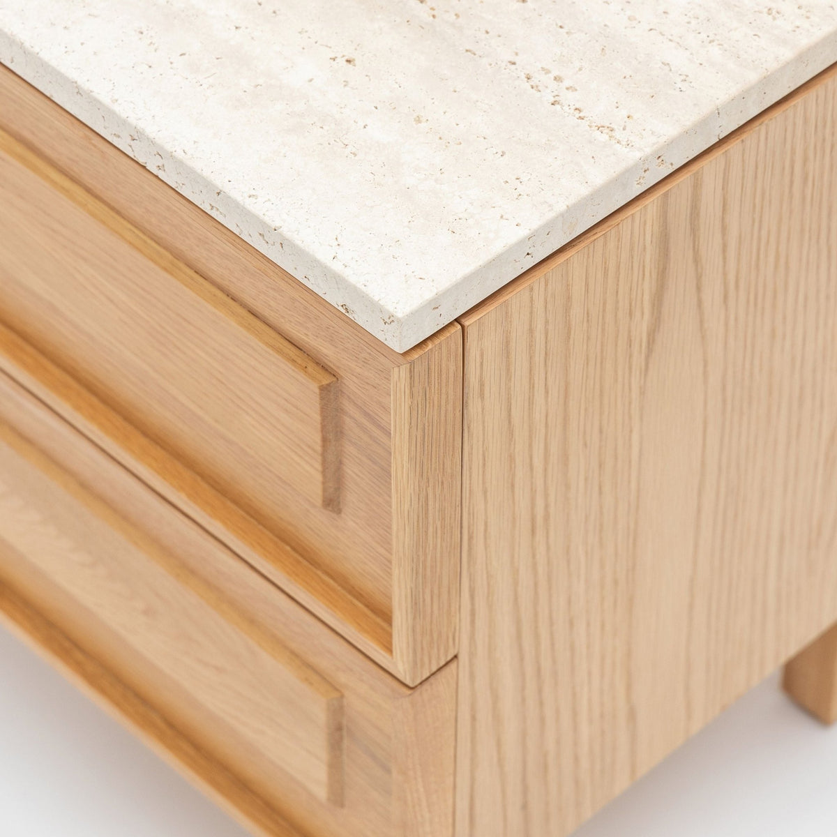Yorke Nightstand - Light Oak & Travertine - Nightstands Tolv Loom Collection Dubai