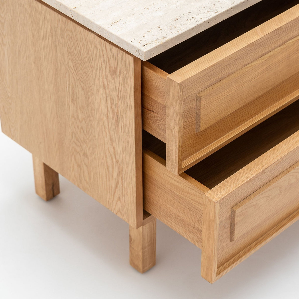 Yorke Nightstand - Light Oak & Travertine - Nightstands Tolv Loom Collection Dubai