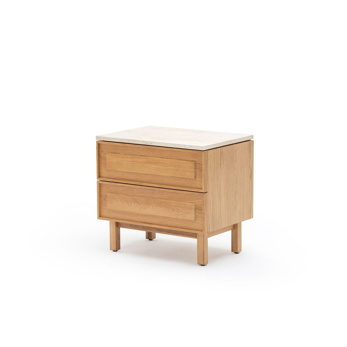 Yorke Nightstand - Light Oak & Travertine - Nightstands Tolv Loom Collection Dubai