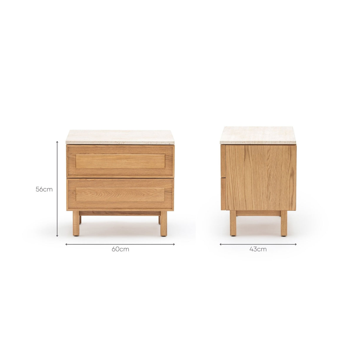 Yorke Nightstand - Light Oak & Travertine - Nightstands Tolv Loom Collection Dubai