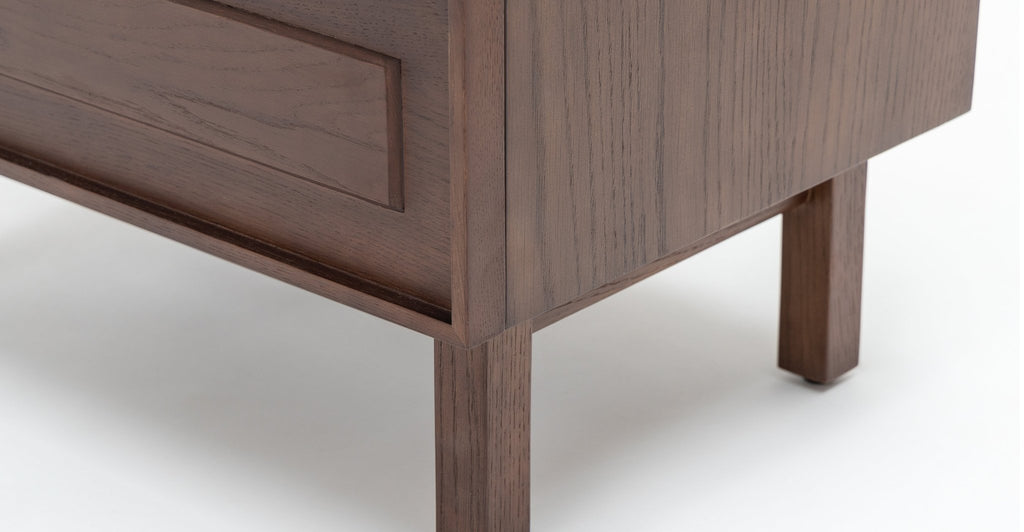 Yorke Nightstand - Smoked Oak & Bianca Carrara.