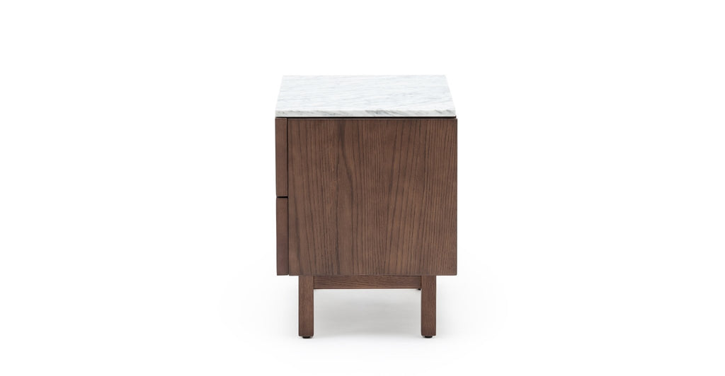 Yorke Nightstand - Smoked Oak & Bianca Carrara.