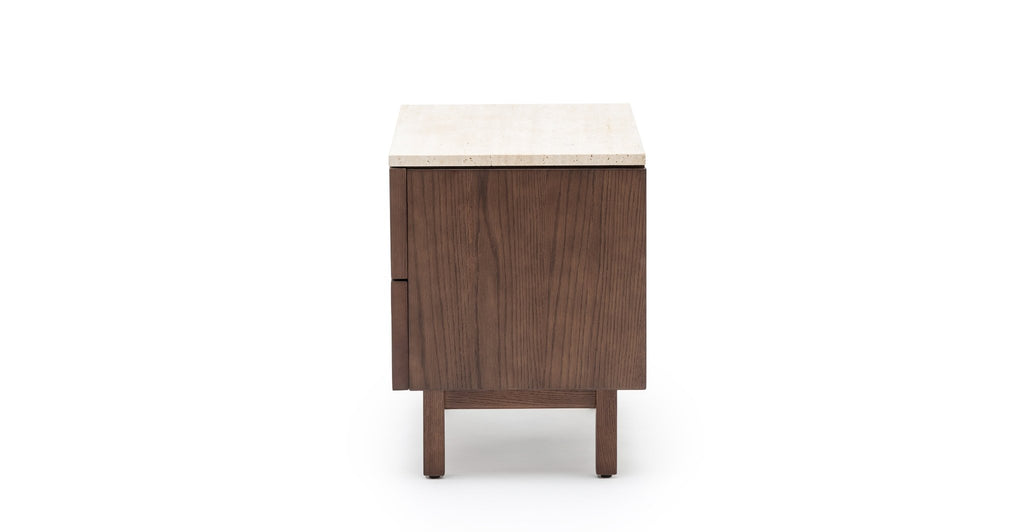 Yorke Nightstand - Smoked Oak & Travertine.