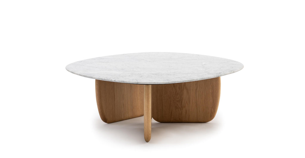 Eden Coffee Table 90 - Light Oak & Bianca Carrara.