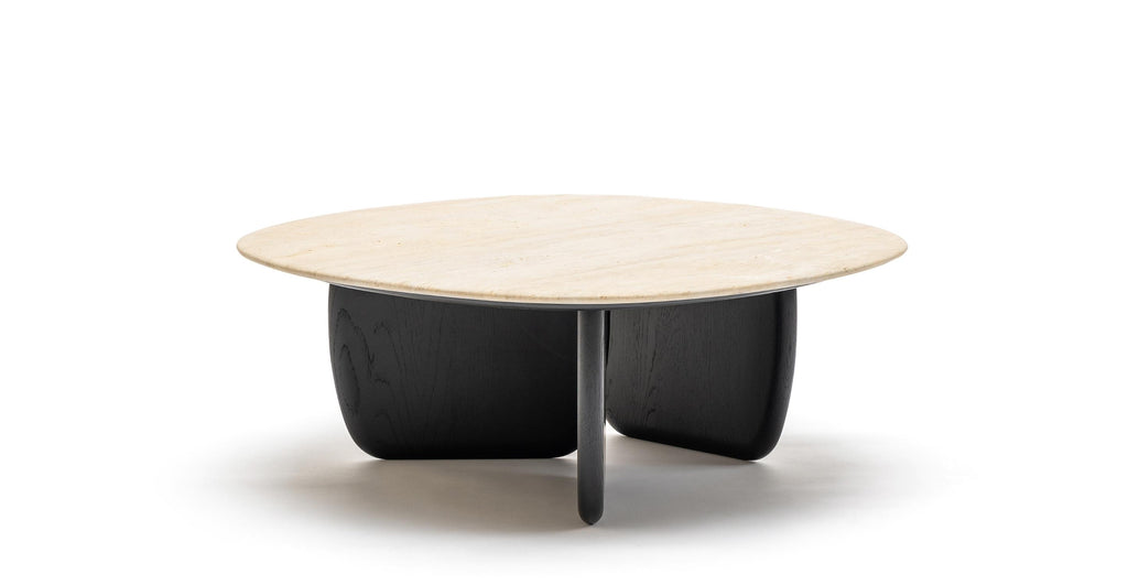 Eden Coffee Table 90 - Black Oak & Travertine.