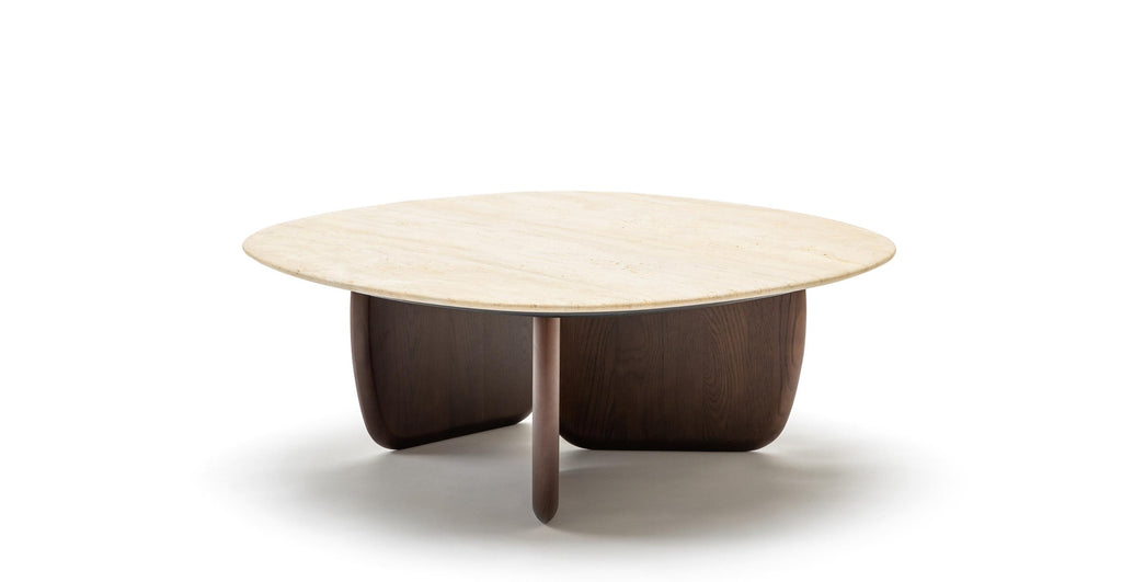 Eden Coffee Table 90 - Smoked Oak & Travertine.