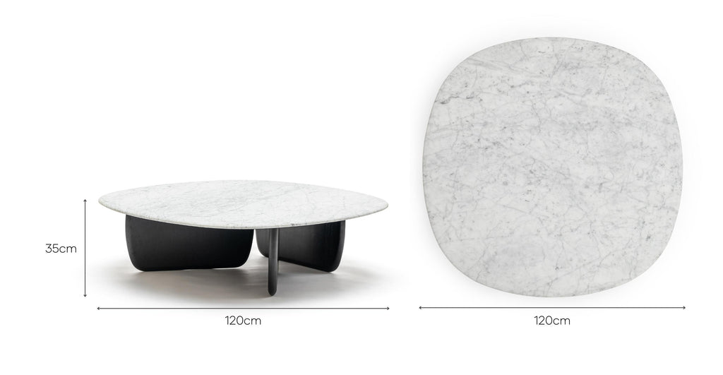 Eden Coffee Table 120 - Black Oak & Bianca Carrara.