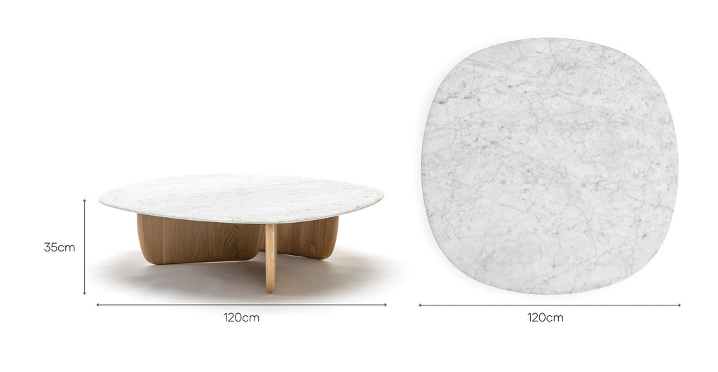 Eden Coffee Table 120 - Light Oak & Bianca Carrara.