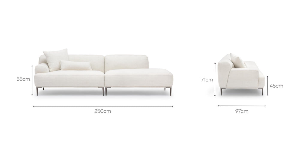 Amelia Open End Sofa - Canvas White.