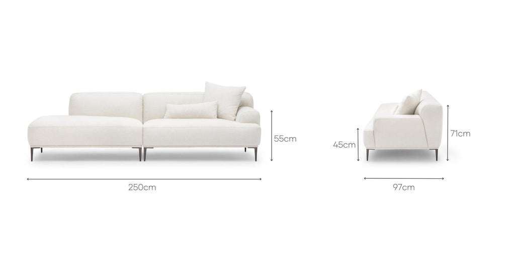 Amelia Open End Sofa - Canvas White.