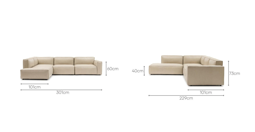 Baker Corner Sofa Set - Limestone Leather.