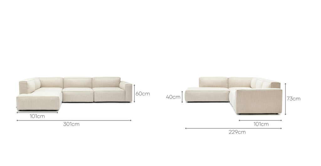 Baker Corner Sofa Set - Oatmeal.