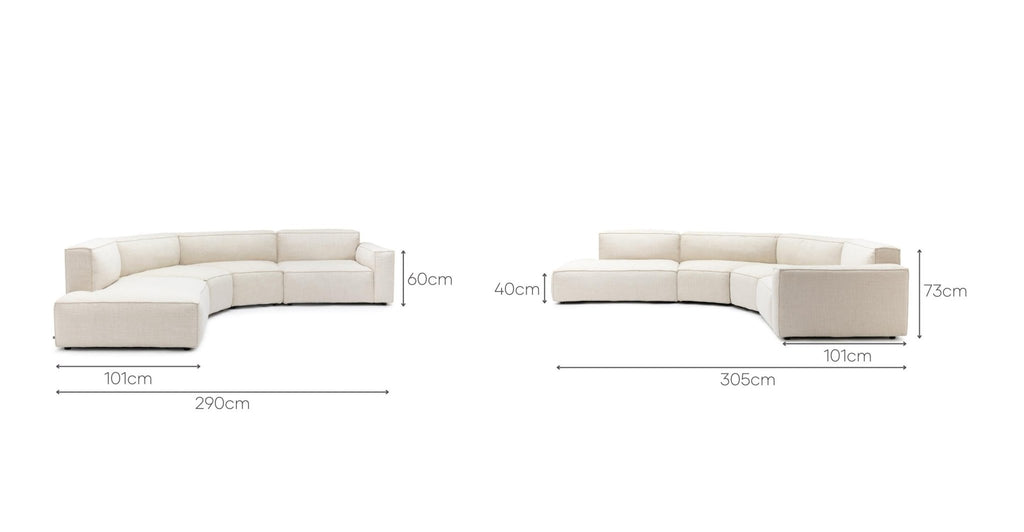 Baker Curved Large Open Sofa - Oatmeal.