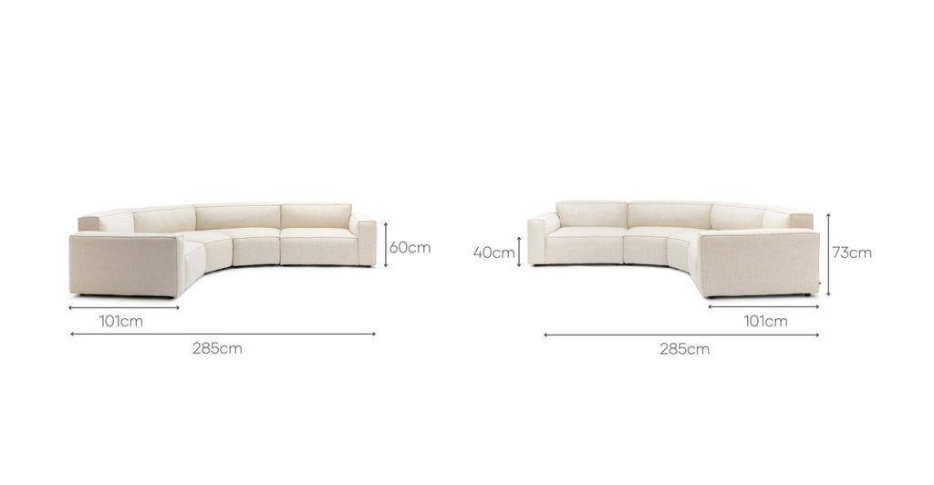 Baker Curved Large Sofa - Oatmeal.