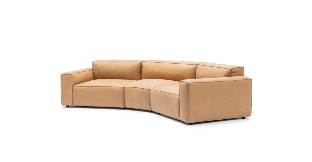 Baker Curved Sofa - Pecan Leather.