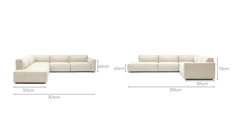 Baker Large Corner Sofa Set - Oatmeal.