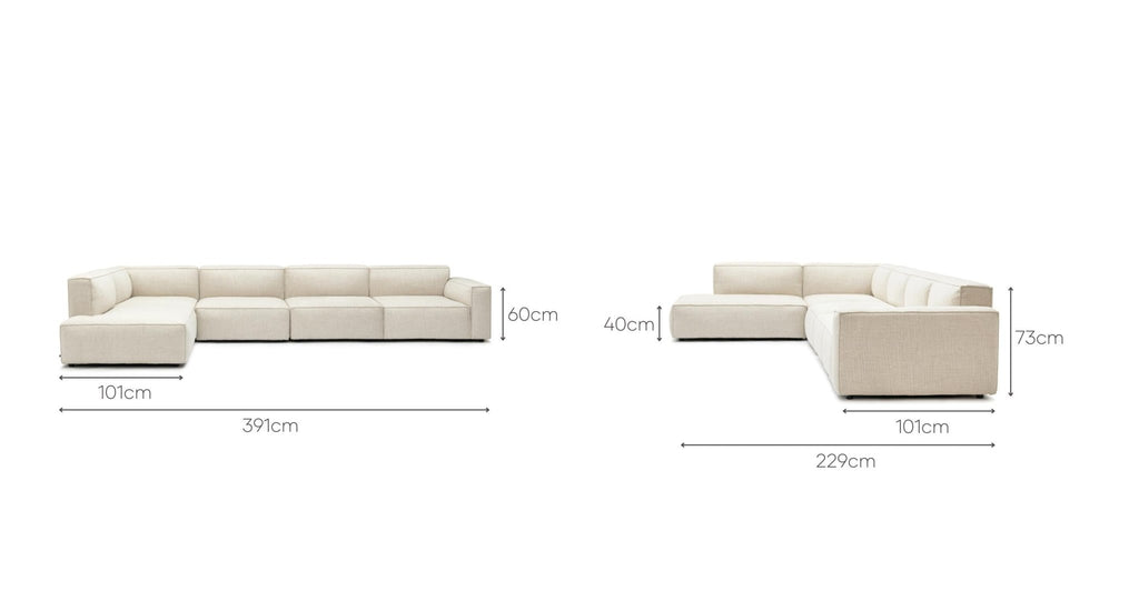 Baker Large Corner Sofa Set - Oatmeal.