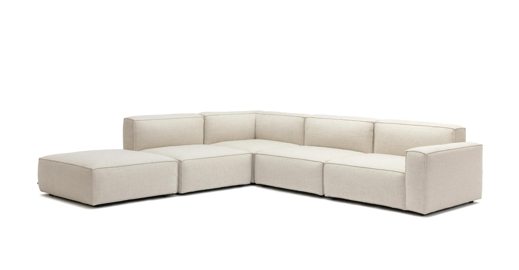 Baker Large Corner Sofa With Ottoman - Oatmeal.