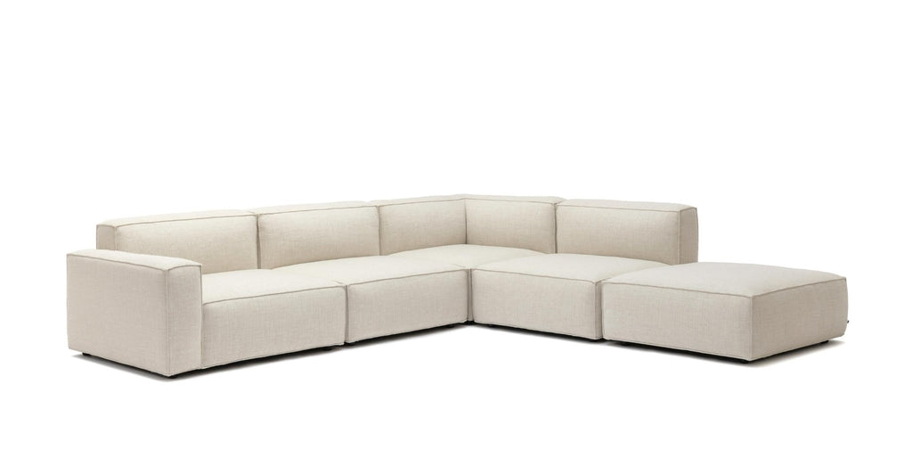 Baker Large Corner Sofa With Ottoman - Oatmeal.