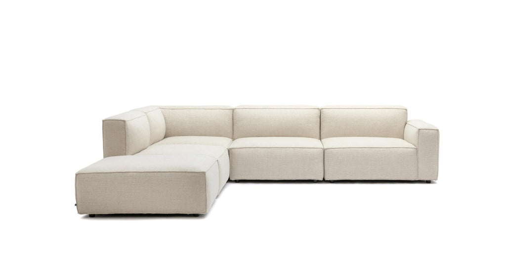 Baker Large Corner Sofa With Ottoman - Oatmeal.