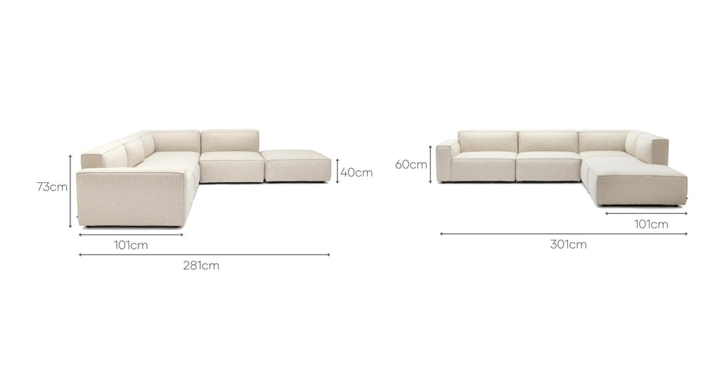 BAKER LARGE CORNER SOFA WITH OTTOMAN - OATMEAL - THE LOOM COLLECTION