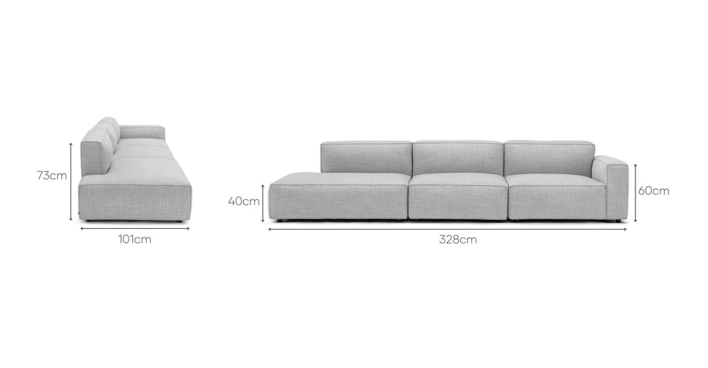 BAKER LARGE OPEN END SOFA - DIAMOND - THE LOOM COLLECTION