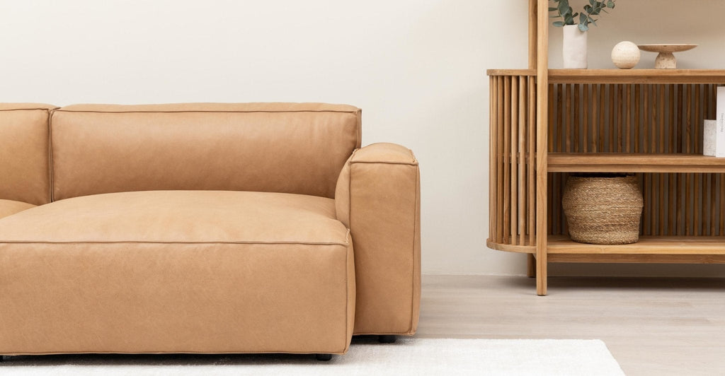 BAKER MEGA LOUNGE SOFA WITH STORAGE - PECAN LEATHER - THE LOOM COLLECTION