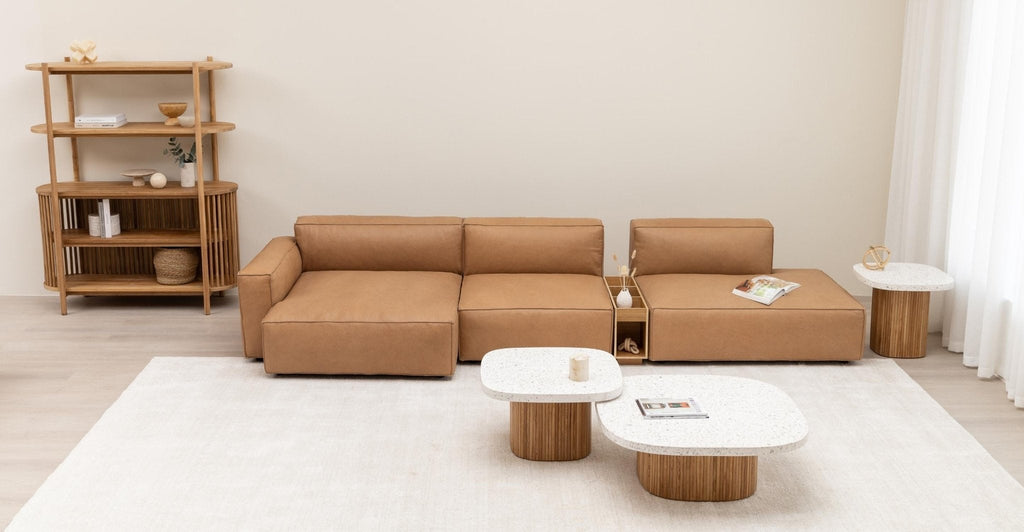 Baker Mega Lounge Sofa With Storage - Pecan Leather.