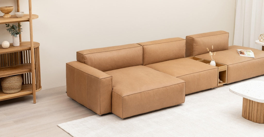 Baker Mega Lounge Sofa With Storage - Pecan Leather.