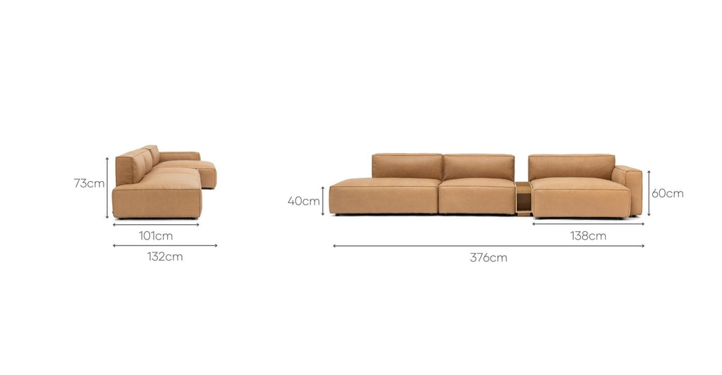 Baker Mega Lounge Sofa With Storage - Pecan Leather.