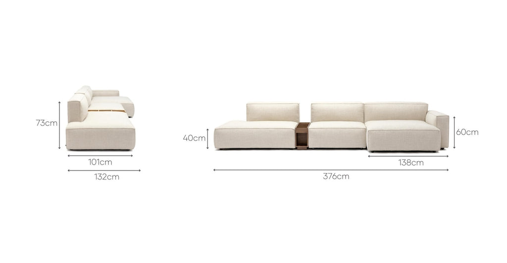 BAKER MEGA LOUNGE SOFA WITH STORAGE TABLE - OATMEAL - THE LOOM COLLECTION