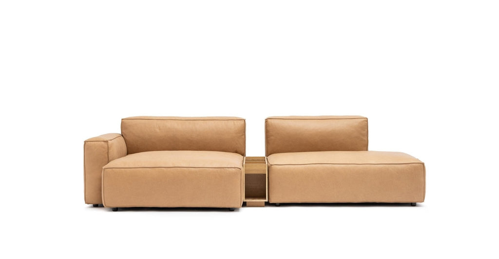 Baker Sectional With Storage - Pecan Leather.