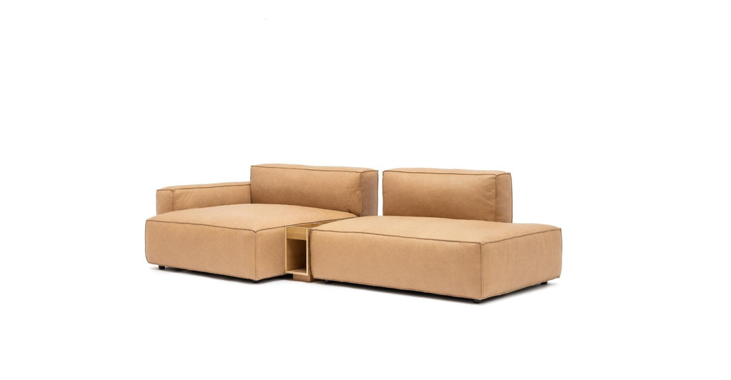 Baker Sectional With Storage - Pecan Leather.