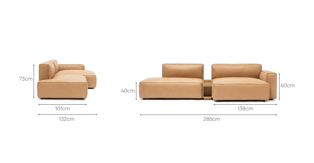 BAKER SECTIONAL WITH STORAGE - PECAN LEATHER - THE LOOM COLLECTION