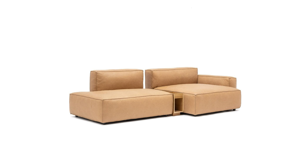 Baker Sectional With Storage - Pecan Leather.