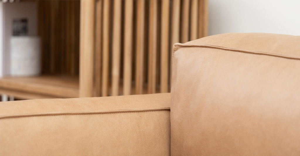 Baker Sectional With Storage - Pecan Leather.