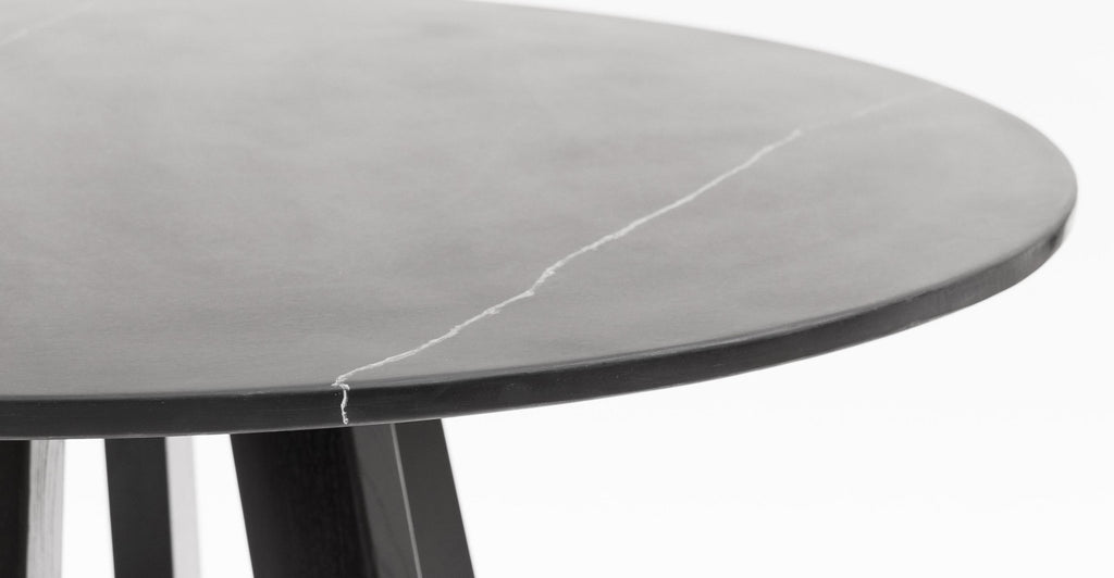 Chantilly Dining Table - Black Ash & Nero Marquina Marble.