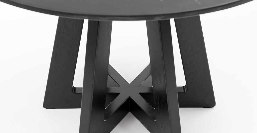 Chantilly Dining Table - Black Ash & Nero Marquina Marble.