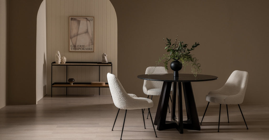 Chantilly Dining Table - Black Ash & Nero Marquina Marble.