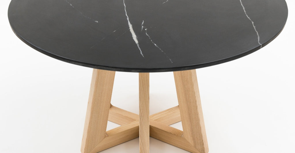 Chantilly Dining Table - Light Ash & Nero Marquina Marble.