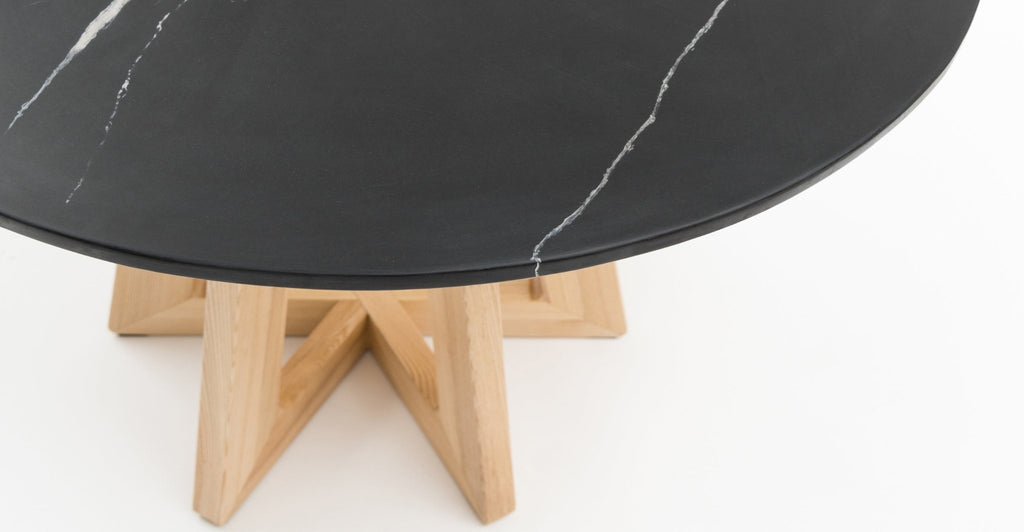 Chantilly Dining Table - Light Ash & Nero Marquina Marble.