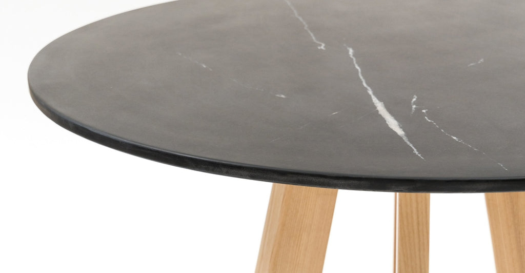 Chantilly Dining Table - Light Ash & Nero Marquina Marble.