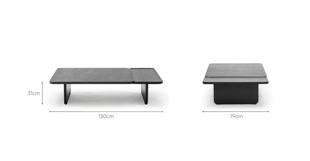 Duo Coffee Table 130 - Black Oak & Nero Perlato.