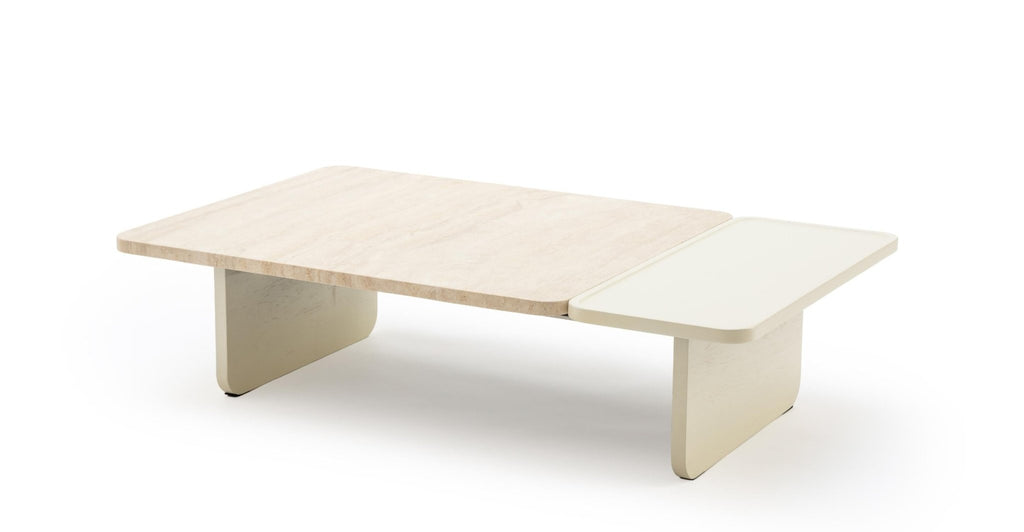 Duo Coffee Table 130 - Oak Bone & Travertine.