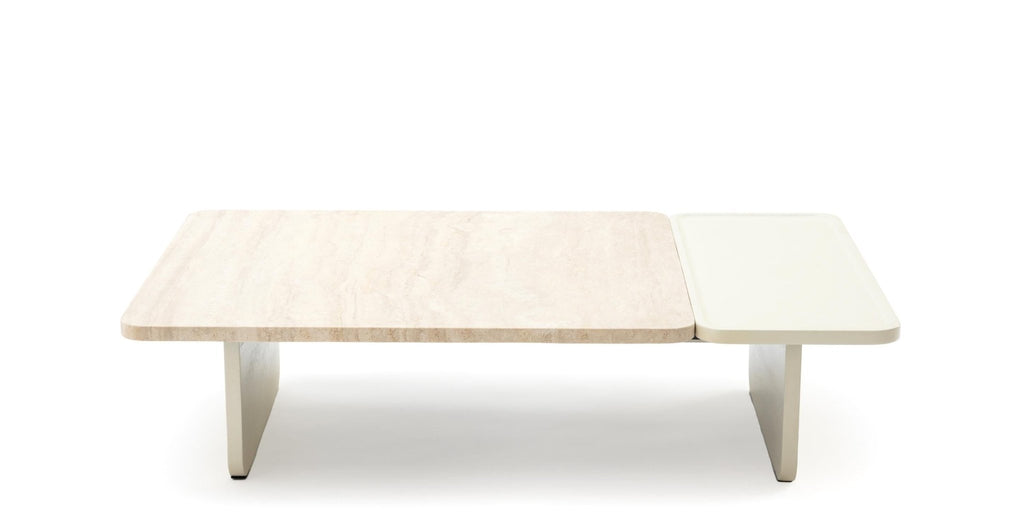 Duo Coffee Table 130 - Oak Bone & Travertine.